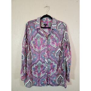 Talbots Colorful Paisley Button Down Shirt